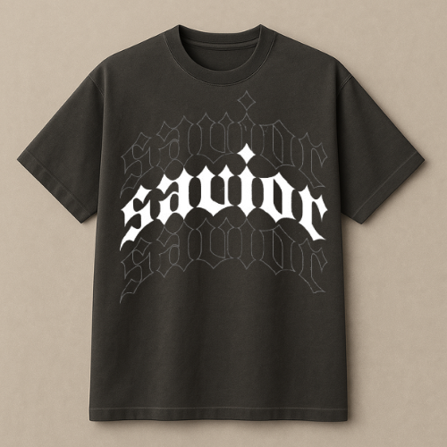 SAVIOR BLACK BOXY OVERSIZED TSHIRT