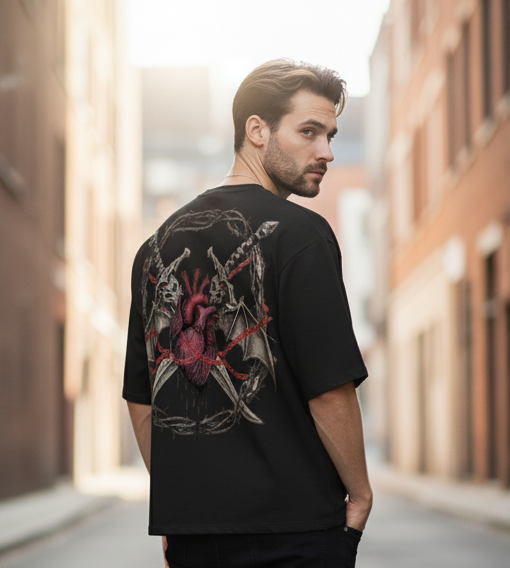 BLOODFORGE BLACK BOXY OVERSIZED TSHIRT