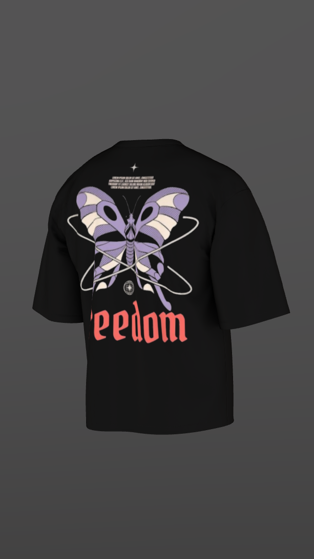 FREEDOM BLACK BOXY OVERSIZED TSHIRT