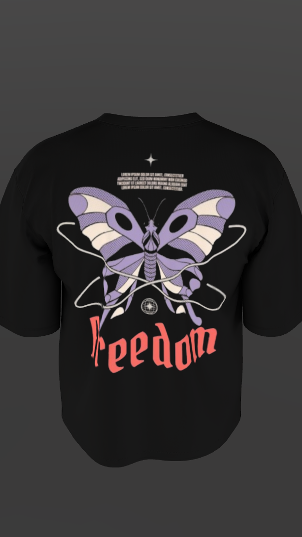 FREEDOM BLACK BOXY OVERSIZED TSHIRT