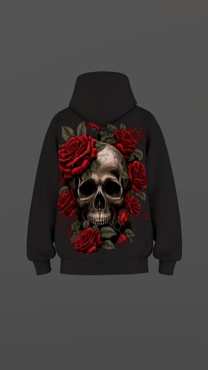 DEATH ROSE BLACK BOXY OVERSIZED HOODIE