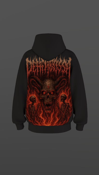 DEMON FLAME BLACK BOXY OVERSIZED HOODIE