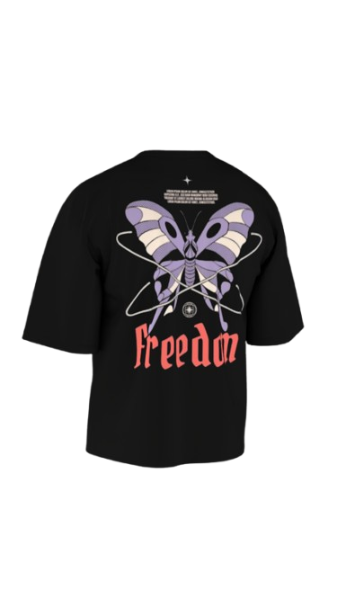FREEDOM BLACK BOXY OVERSIZED TSHIRT