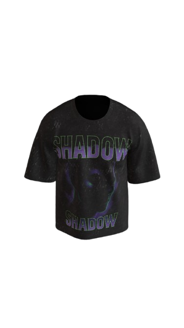 SHADOW REIGN ACID BLACK BOXY OVERSIZED TSHIRT