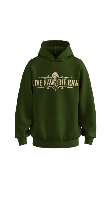 RAW REAPER OLIVE GREEN BOXY OVERSIZED HOODIE
