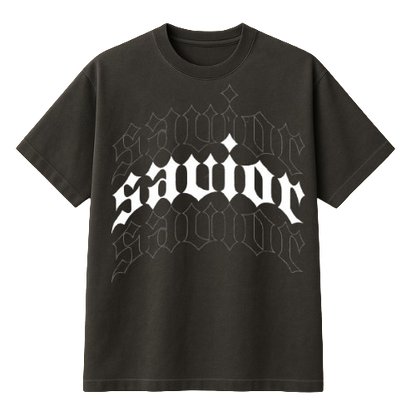 SAVIOR BLACK BOXY OVERSIZED TSHIRT