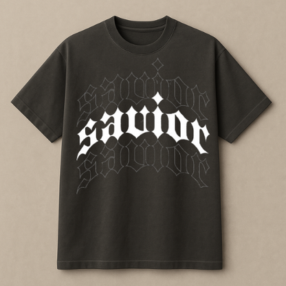 SAVIOR BLACK BOXY OVERSIZED TSHIRT