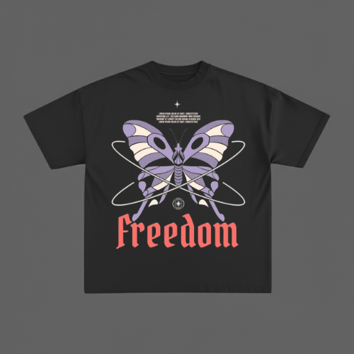 FREEDOM BLACK BOXY OVERSIZED TSHIRT