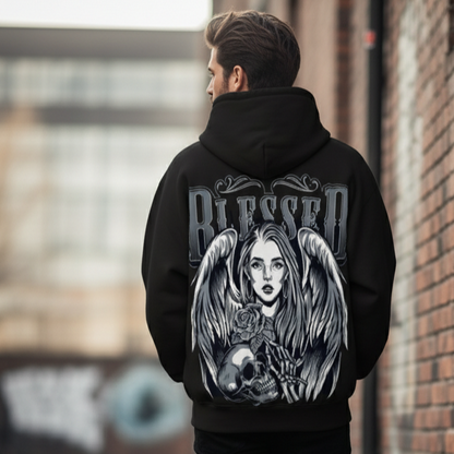 BLESSED BLACK BOXY OVERSIZED HOODIE