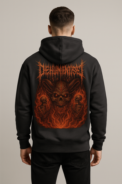 DEMON FLAME BLACK BOXY OVERSIZED HOODIE