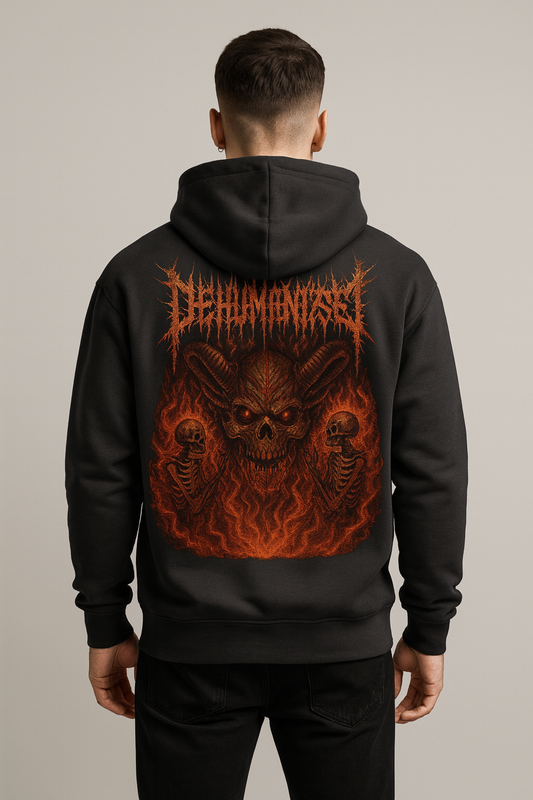 DEMON FLAME BLACK BOXY OVERSIZED HOODIE