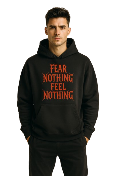 DEMON FLAME BLACK BOXY OVERSIZED HOODIE