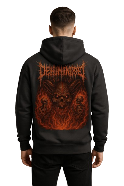 DEMON FLAME BLACK BOXY OVERSIZED HOODIE