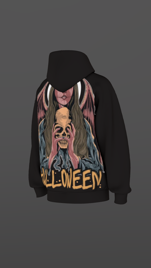 HALLOWEEN BLACK BOXY OVERSIZED HOODIE