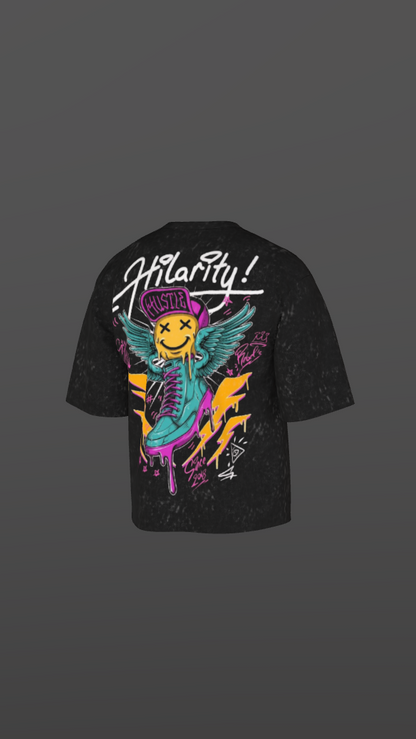 KICKSTORM ACID BLACK BOXY OVERSIZED TSHIRT