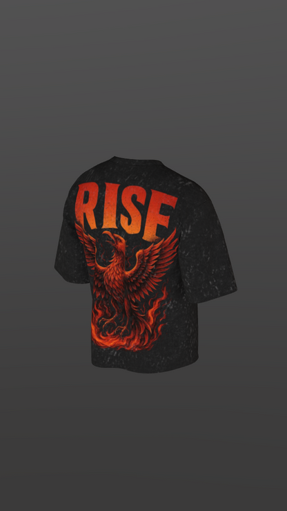 RISE ACID BLACK BOXY OVERSIZED TSHIRT