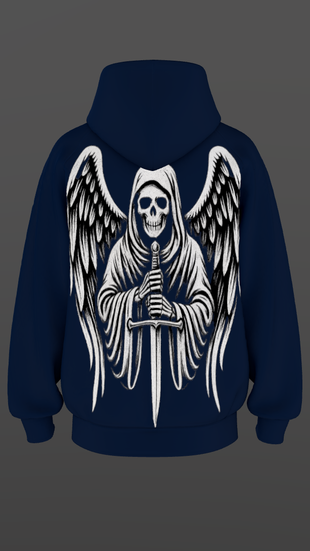 CELESTIAL REAPER NAVY BLUE BOXY OVERSIZED HOODIE