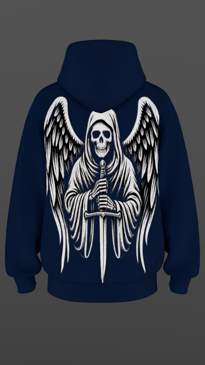 CELESTIAL REAPER NAVY BLUE BOXY OVERSIZED HOODIE
