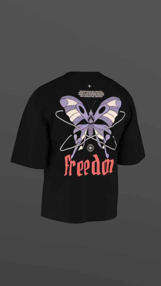 FREEDOM BLACK BOXY OVERSIZED TSHIRT