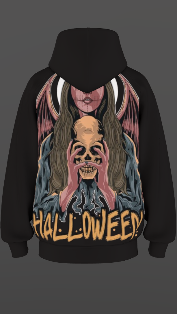 HALLOWEEN BLACK BOXY OVERSIZED HOODIE