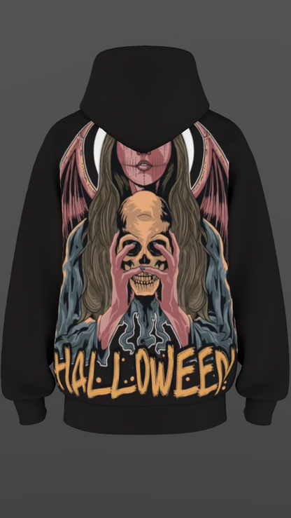 HALLOWEEN BLACK BOXY OVERSIZED HOODIE
