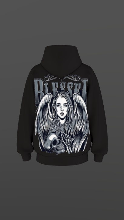 BLESSED BLACK BOXY OVERSIZED HOODIE