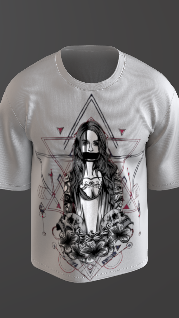 CRIMSON GEOMETRY OFF-WHITE BOXY OVERSIZED TSHIRT