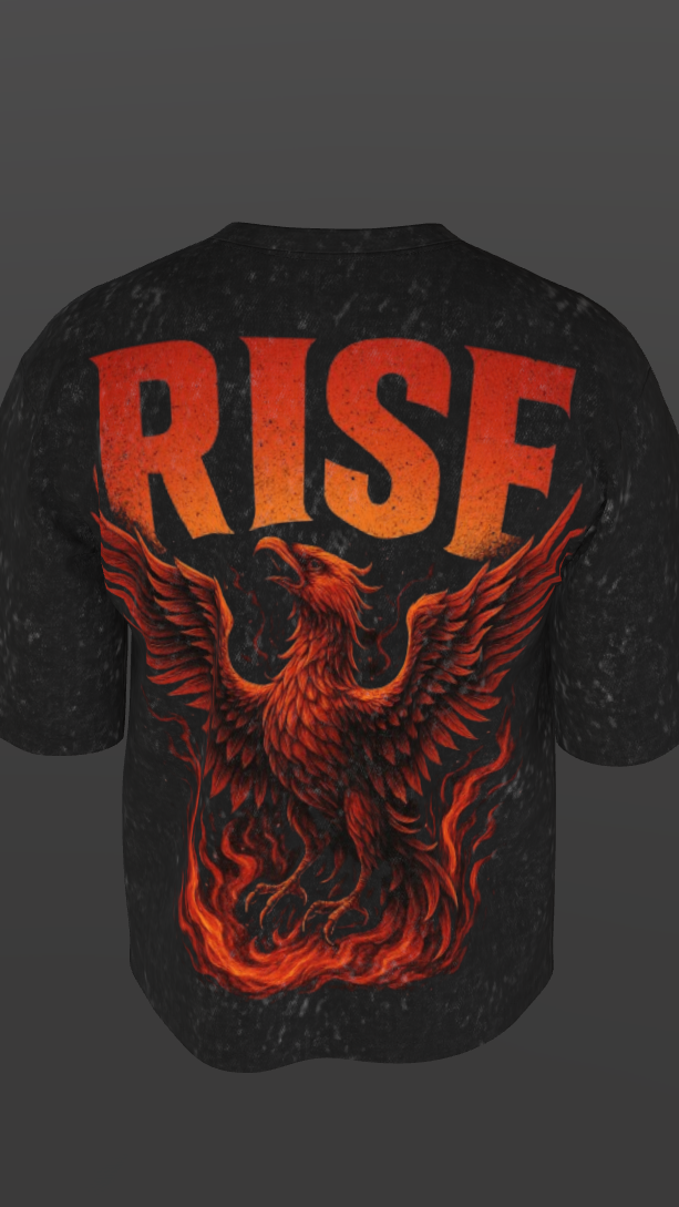 RISE ACID BLACK BOXY OVERSIZED TSHIRT