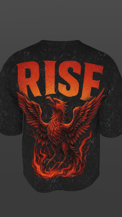 RISE ACID BLACK BOXY OVERSIZED TSHIRT