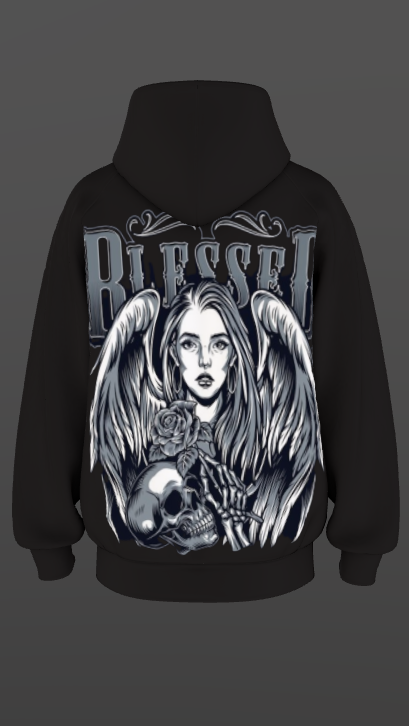 BLESSED BLACK BOXY OVERSIZED HOODIE