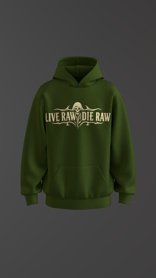 RAW REAPER OLIVE GREEN BOXY OVERSIZED HOODIE