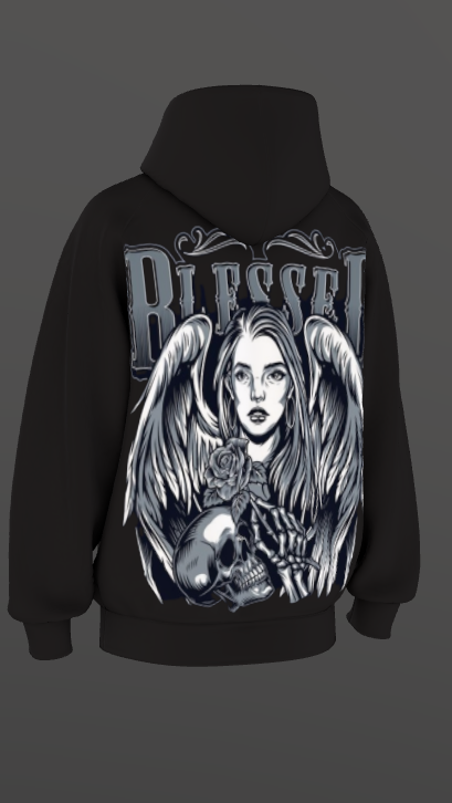 BLESSED BLACK BOXY OVERSIZED HOODIE