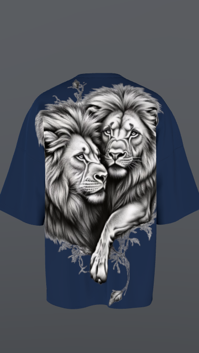 SACRED PRIDE NAVY BLUE BOXY OVERSIZED TSHIRT