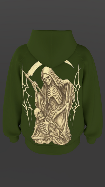 RAW REAPER OLIVE GREEN BOXY OVERSIZED HOODIE