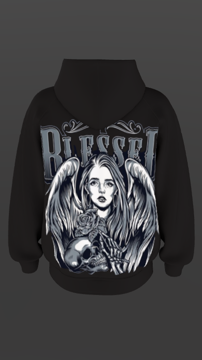 BLESSED BLACK BOXY OVERSIZED HOODIE