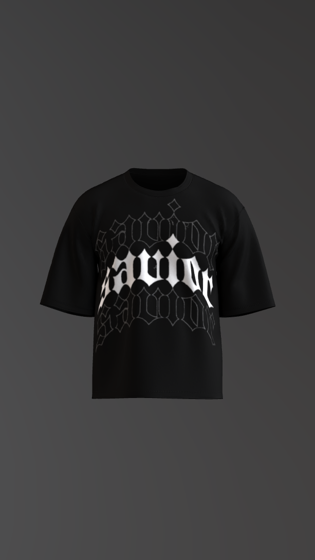 SAVIOR BLACK BOXY OVERSIZED TSHIRT