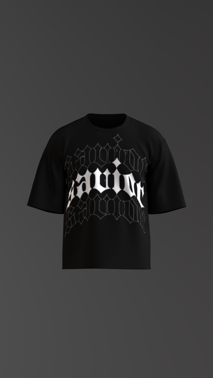 SAVIOR BLACK BOXY OVERSIZED TSHIRT