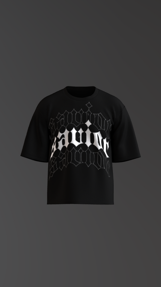 SAVIOR BLACK BOXY OVERSIZED TSHIRT