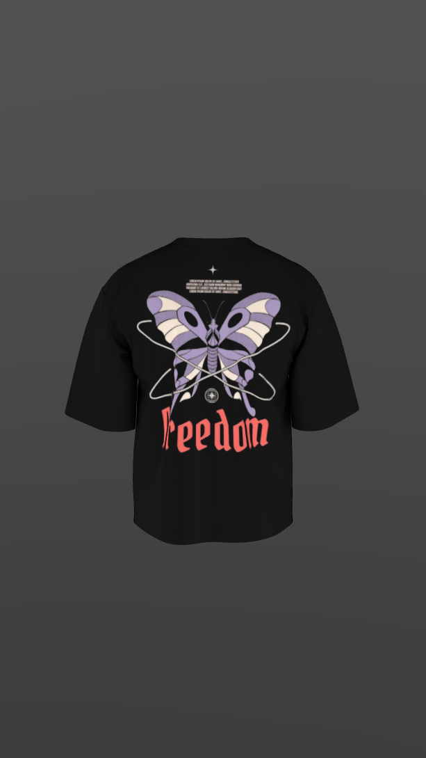 FREEDOM BLACK BOXY OVERSIZED TSHIRT