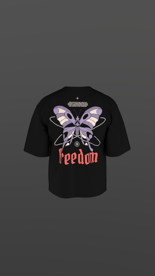 FREEDOM BLACK BOXY OVERSIZED TSHIRT