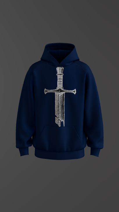 CELESTIAL REAPER NAVY BLUE BOXY OVERSIZED HOODIE
