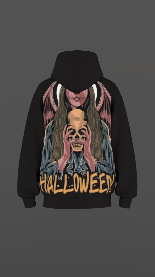 HALLOWEEN BLACK BOXY OVERSIZED HOODIE