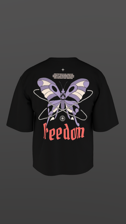 FREEDOM BLACK BOXY OVERSIZED TSHIRT