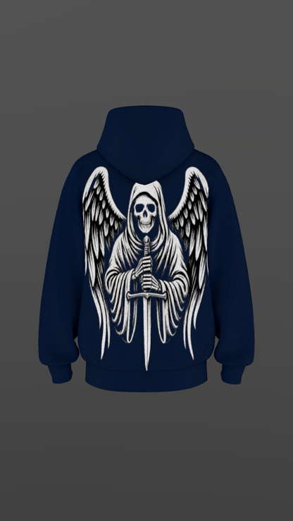 CELESTIAL REAPER NAVY BLUE BOXY OVERSIZED HOODIE