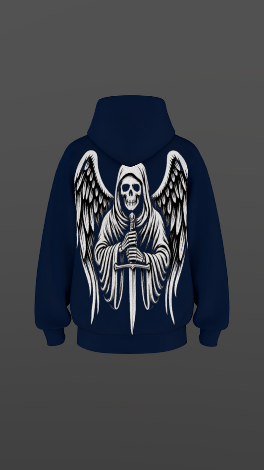 CELESTIAL REAPER NAVY BLUE BOXY OVERSIZED HOODIE