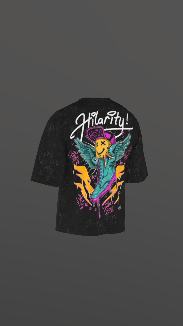 KICKSTORM ACID BLACK BOXY OVERSIZED TSHIRT