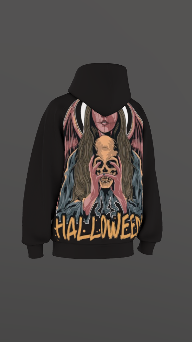 HALLOWEEN BLACK BOXY OVERSIZED HOODIE