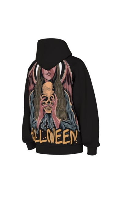 HALLOWEEN BLACK BOXY OVERSIZED HOODIE