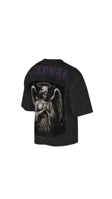 STONE SERAPH ACID BLACK BOXY OVERSIZED TSHIRT