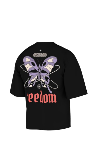 FREEDOM BLACK BOXY OVERSIZED TSHIRT